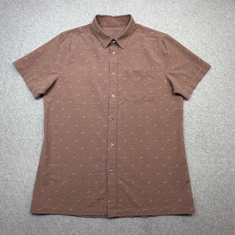 Vuori Bridge Button Down Shirt Mens Medium Pink Red Geometric Summer Casual